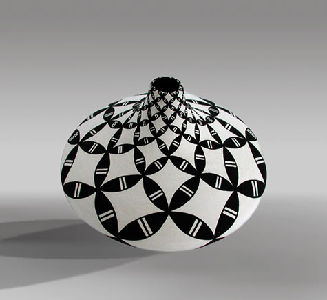 Dorothy Torivio - Black on White geometric olla vessel