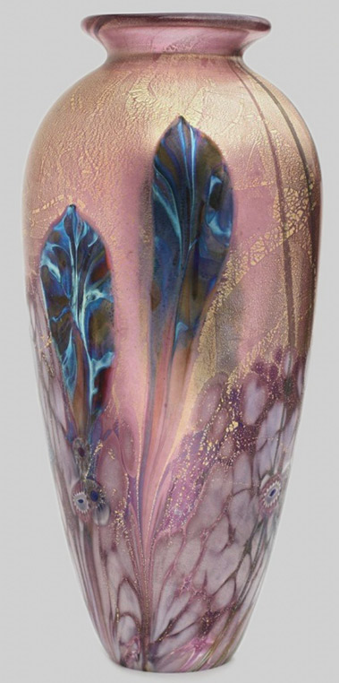 Jonathan Harris Glass Amphora-Gold-Ruby vase