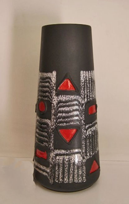 Imposing-vase-made-by-Schlossberg-c1960 West-German tapered cylindrical vase