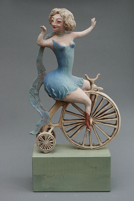 'Isadora' - Elya Yalonetskaya - figurine of lady riding a bycicle