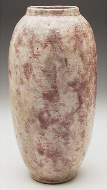 Leon Volkmar pink and white vase