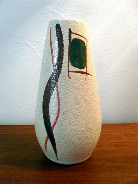 Mid-Century-textured-vase with abstract motifs