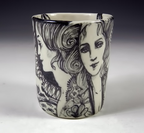 PS Porcelain cup face motif female