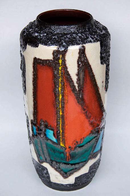 West-German-Rare-Colorful-V lave glaze