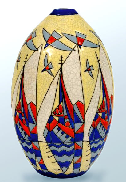 Cubist Art Deco ovoid vase - Charles Catteau