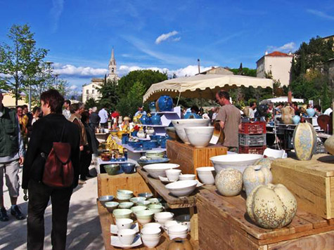 French pottery market street stalls - Provence