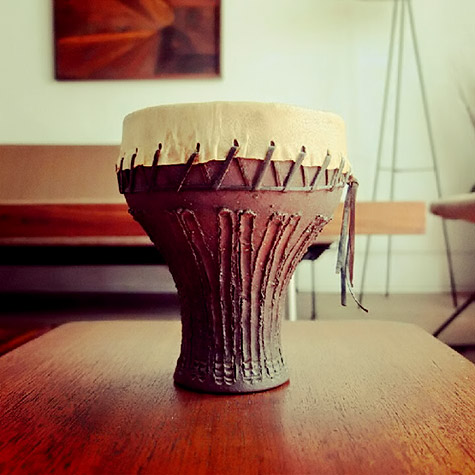 Jean Balmer ceramic and rawhide drum