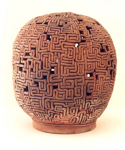 Maria Kutrzeba coil textured pottery vessel