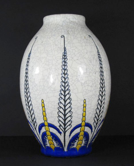 Crackle glaze ovoid vase by Charles Catteau