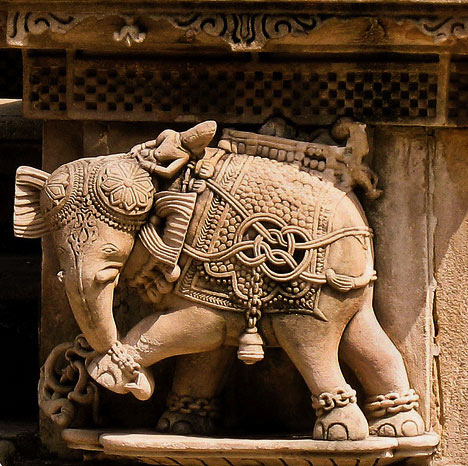 Detailed Elephant sculpture - Hutheesing Jain Mandir, Ahmedabad.