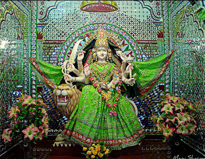 Goddess Durga adorned for the Navartri Festival