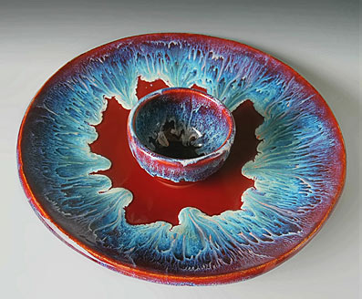 Ceramic platter and dipping bowl - Dan Hawkins