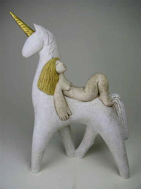 Godiva and unicorn figurine by Paul Smith