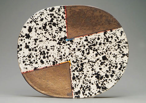 oval plate by Jun Kaneko - abstract geometric decoration