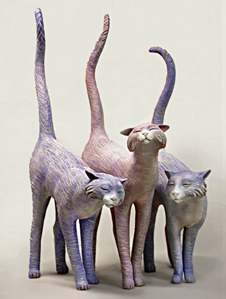 Kelley Hestir clay cats by three