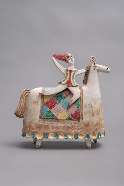 Michele-Fabbricatore woman riding horse figurine