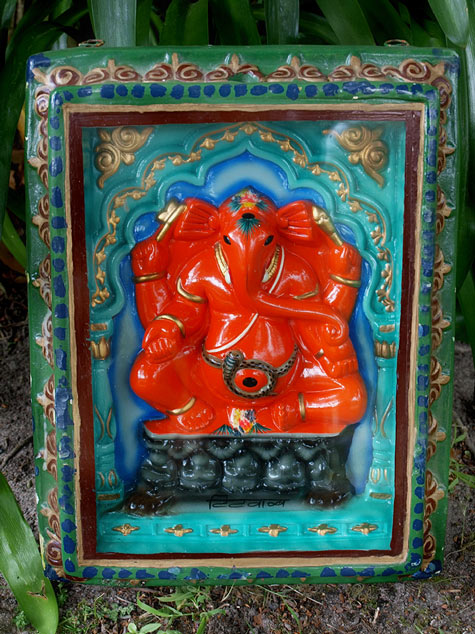 Indian ceramic wall plaque of Ganesh, the elephant God