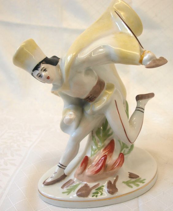 Rare Vintage 8.5inch Figure Cmielow Made in Poland Man in Cape Jumping