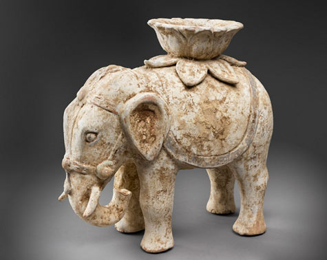 Elephant sculpture with lotus candle holder