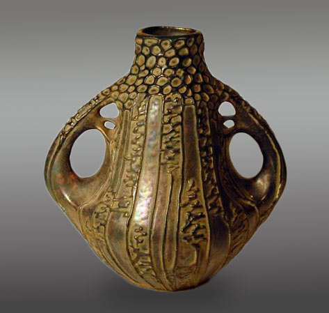 Art Nouveau vase with incised surface patterns