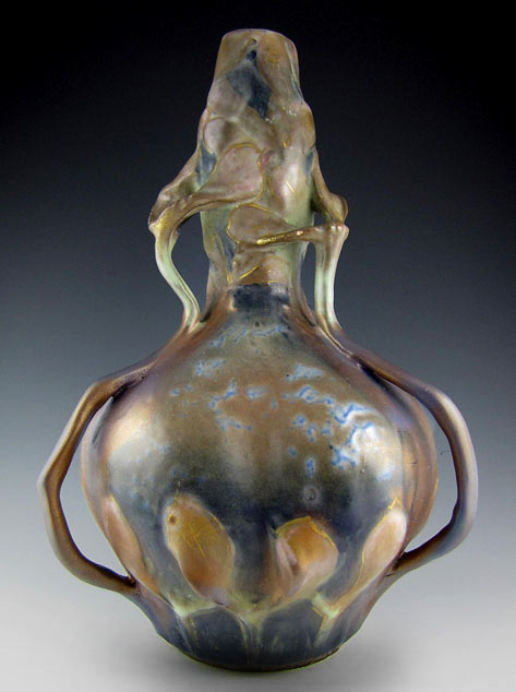 Amphora art nouveau ceramic vase