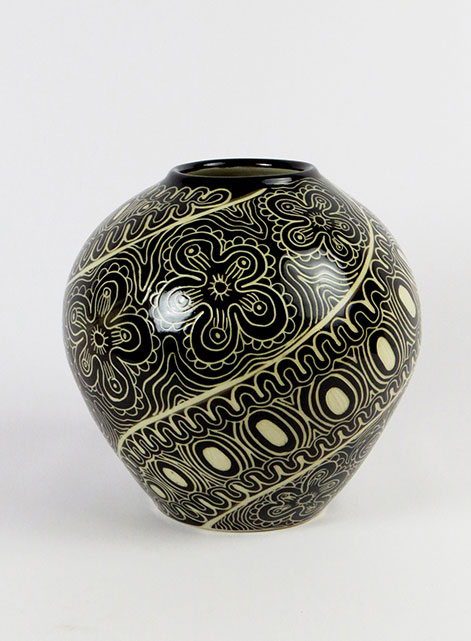Ernabella Ceramics,---Tjimpuna Williams---Ngayuku Walka-IV, 2014, -stoneware with sgraffito