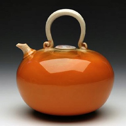 Fong-Choo burnt orange teapot with cream handle