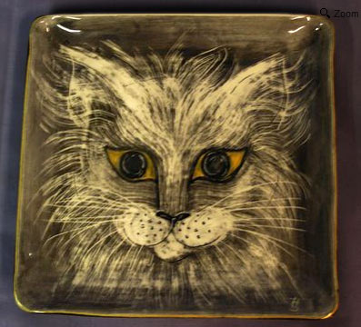 Square Hedi Schoop Original ceramic Cat Plaque plate