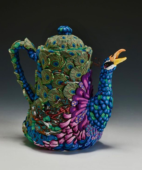 Milly-Art--Layl-McDill-Polymer-Clay-Sculpture-Gallery---Peacock-Teapot