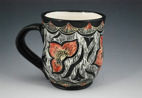 Rebecca A. Grant Ceramics: Sgraffito Flower Mug 