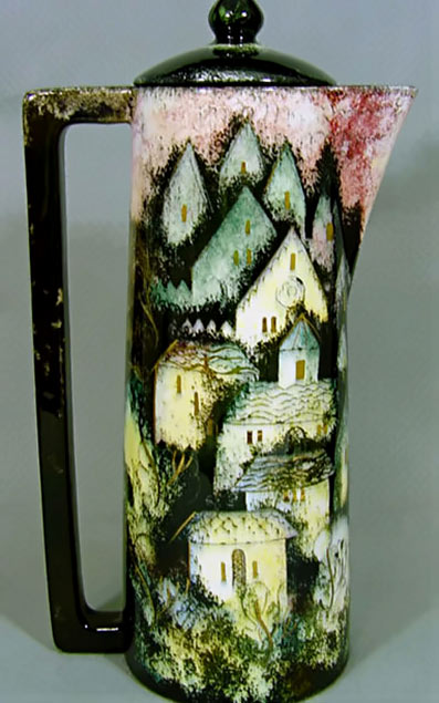 Village motif coffee pot - Sascha Brastoff