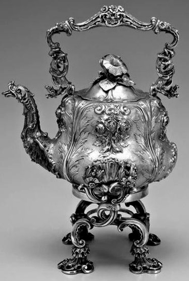 Victorian-Silver-Teapot with dragon spout