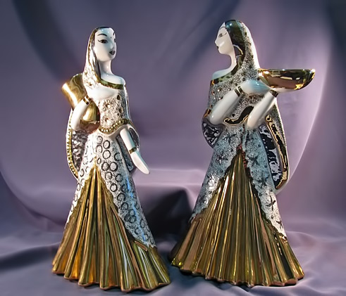 Vintage-Hedi-Schoop-South-Asian-Women-in white and gold---Bindi-Marks-josephsgems-ebay--