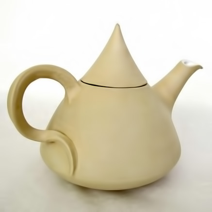 atelierOKER - etsy JeannineVrins Cream teapot with pointy lid