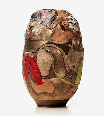 Africasso-Stoneware sculptural vessel