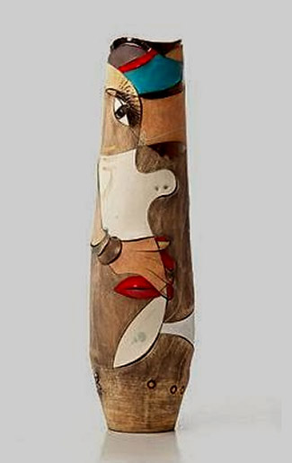 African abstract tall contemporary vase