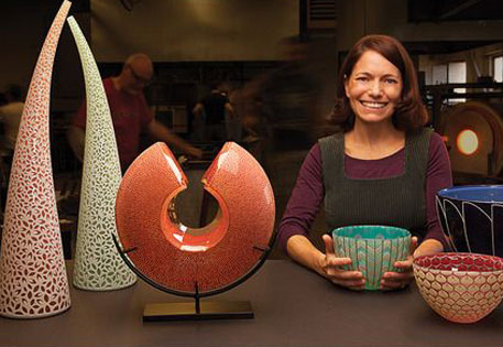 Carrie-Gustafson with her glass art