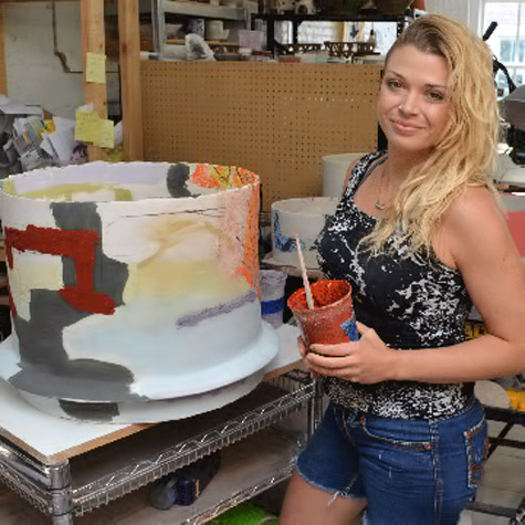 Ceramic artist Lauren Mabry in studio