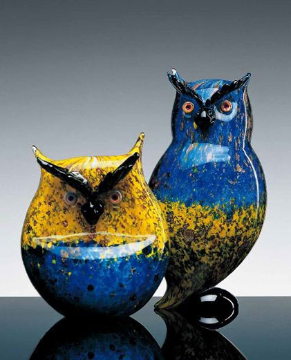 Owls Formia Murano art glass