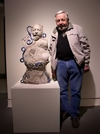 Rudy Autio with selfie sculpture