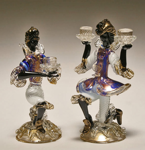 Venetian art glass blackamore figural candleholder