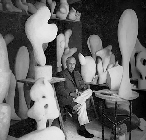 Jean Arp in his studio