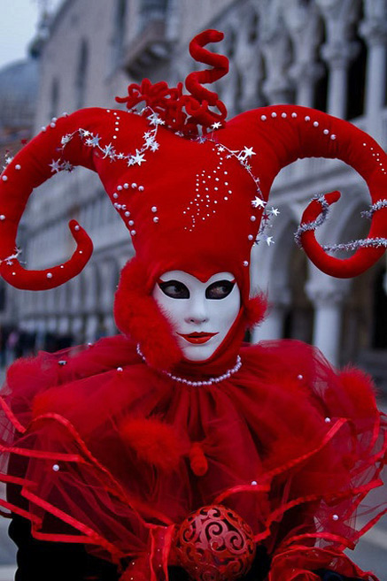 kuprat-on-Flickr - Venice Carnivale - red costume, white mask