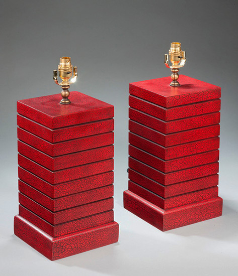 Square Section Crackle-ware Lamps