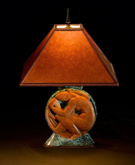 ÉDOUARD CAZAUX A Glazed Ceramic Table Lamp, circa 1935