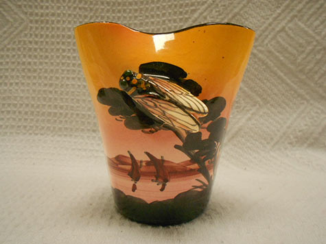 French-Vintage-Vallauris ceramic vase with raised relief wasp motif