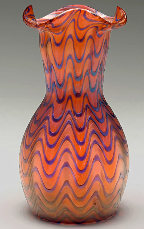 Loetz vase orange and blue glass