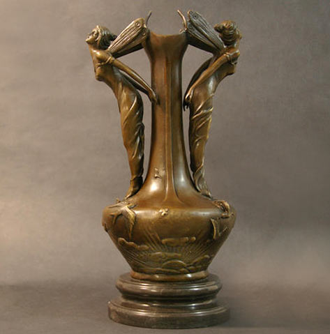bronze vase two faries