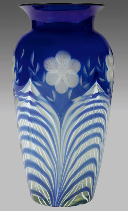 Jean Durand-blue and white glass vase