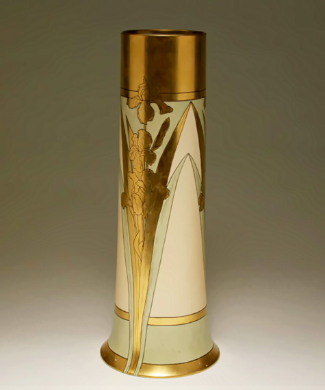 Monumental Willets Belleek Art Nouveau vase